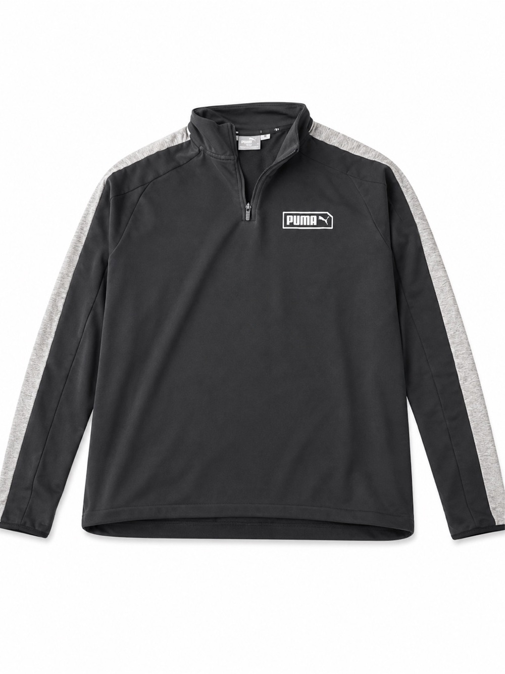 Puma Quarter Zip Performance Pullover Black Gray Size Large